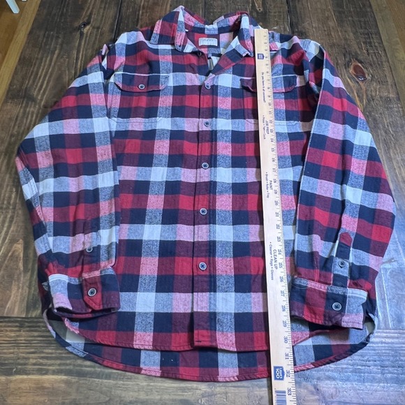 Jachs NY Mens Red Grey Herringbone Plaid Flannel Button Down Shirt XL western - Picture 3 of 7